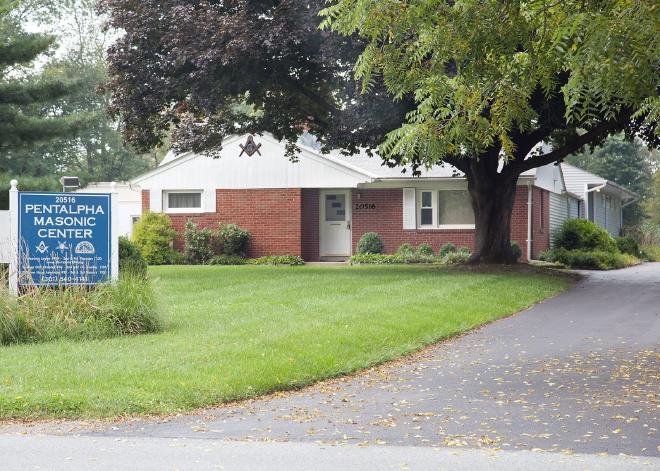 An image of the front of the Pentalpha Masonic Temple